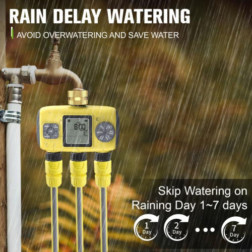 Outdoor Smart Automatic Watering Controller With Three-Way Irrigation Timer(UK Standard) 2