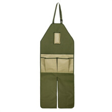 Grembiule da giardinaggio e potatura con tasche multiple, in tessuto Oxford, a blocchi di colore e gamba allungata (verde + kaki)