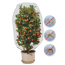 Insektenschutznetz mit Kordelzug für Gewächshäuser, Obstbäume und Vögel, Größe: 1,2 x 1,4 m (Weiß)