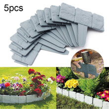 5 pièces de clôture imitation pierre pour jardin extérieur, pelouse, isolation en plastique PP, clôture simple et modulable (gris)