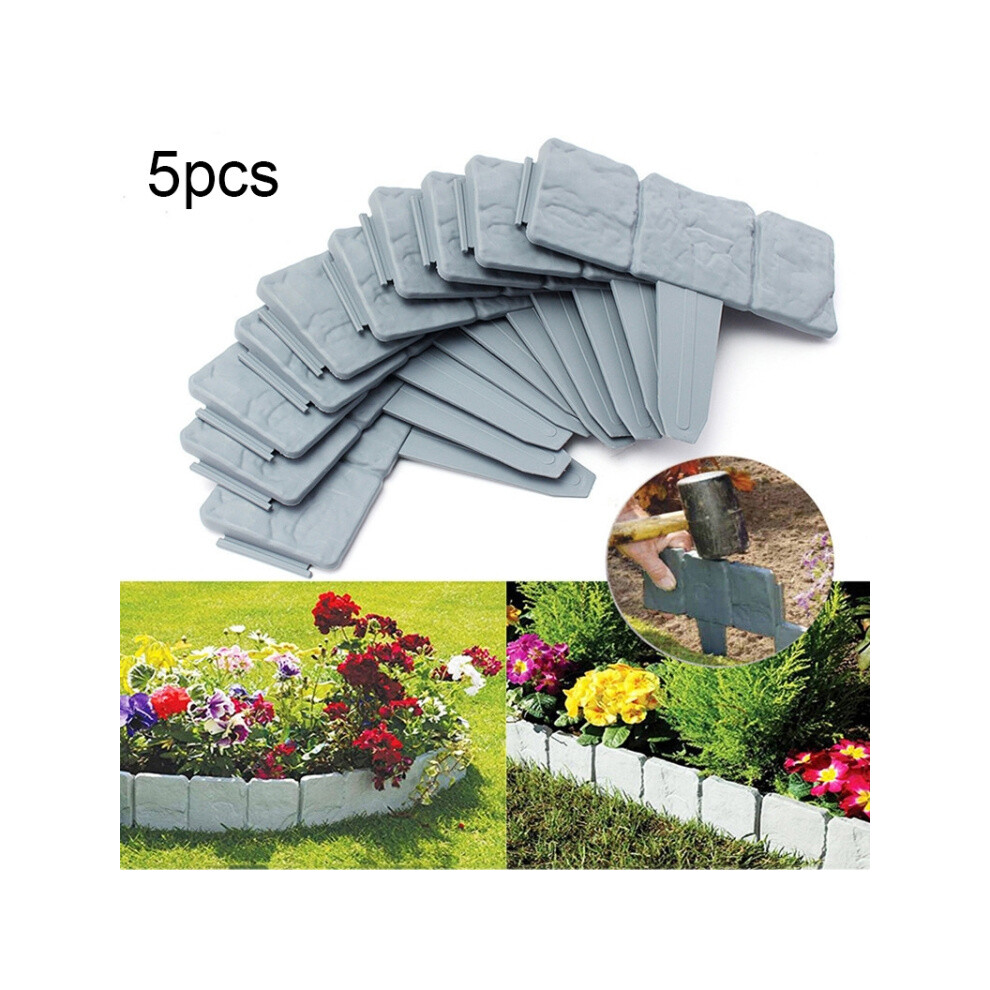 5Pcs Imitation Stone Fence Garden Outdoor Gardening Lawn Plastic Isolation Pp Fence Simple Splicable Fence(Gray) 6083684338953
