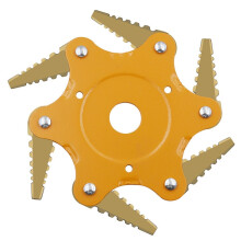 Toothed lawnmower blades, six-blade cyclone blades, agricultural weeding machine accessories (gold blades, yellow in bag)