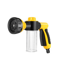 Professional portable multi-functional car foam wash machine with 3-stage high-pressure water gun for cleaning and washing foam nozzles (yel