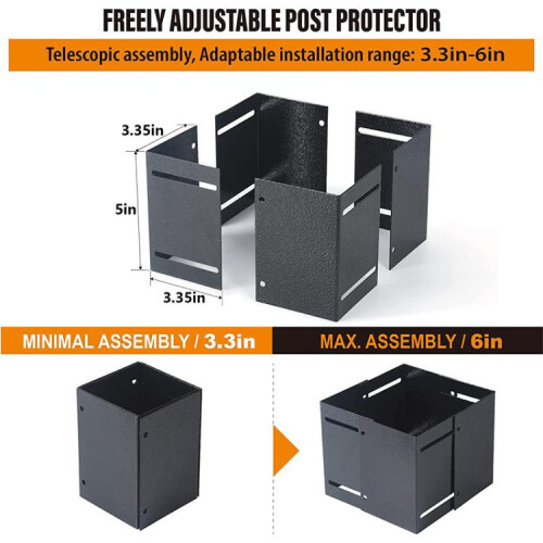 Adjustable Post Protector Metal Post Protection Kit Compatible with Wooden Mailboxes & Fences 1