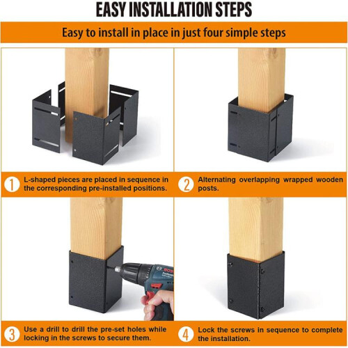 Adjustable Post Protector Metal Post Protection Kit Compatible with Wooden Mailboxes & Fences 2