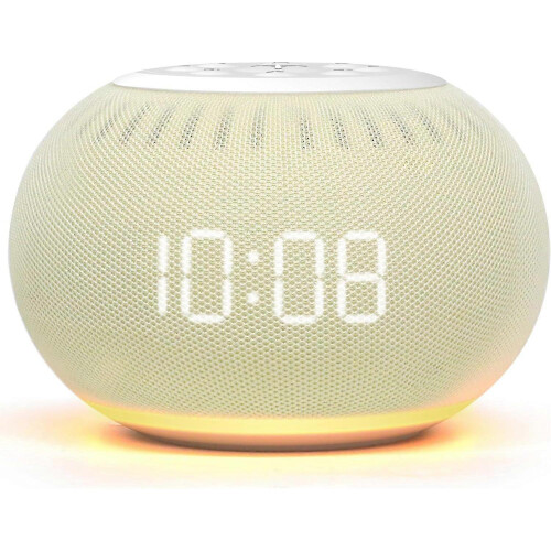 2025 Latest Model  Auto-Dimmable Alarm Clock White Noise Machine with Night