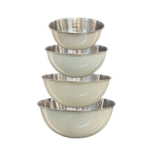 Buckingham Stainless Steel Mixing Bowl Set of 4 , Cream 16 , 20 , 23.5 & 27.5 cm