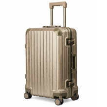 LUGG Solo Explorer 24 Inch Cabin Suitcase 65x45x26.5cm 66L, Hard Shell Lightweight, Spinner Wheels, TSA Lock, Gold