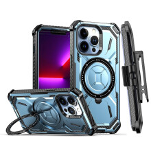 compatible iPhone12 MagSafe Magnetic Holder Phone Case with Back Clip:Blue