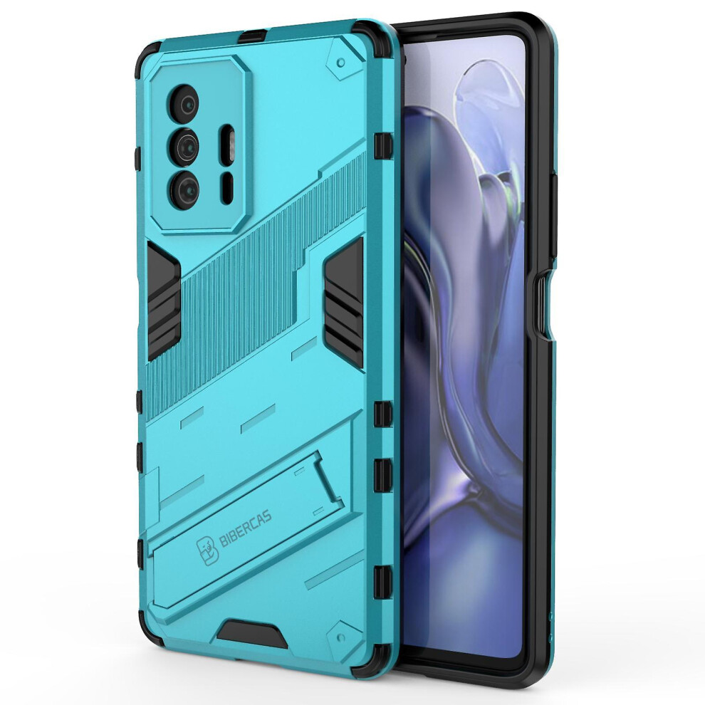 Slim Case Compatible Mi 11T Shockproof Dual-Layer Stand Cover: Blue 7399504223927