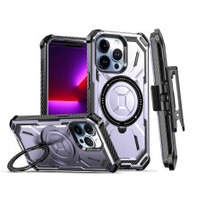 compatible iPhone12 MagSafe Magnetic Holder Phone Case with Back Clip:Purple