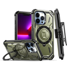 compatible iPhone12 MagSafe Magnetic Holder Phone Case with Back Clip:Green