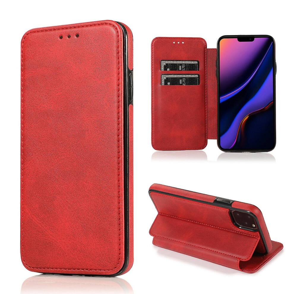 Iphone 11 Pro Case Leather Wallet Flip Phone Case: Red 7634938128562
