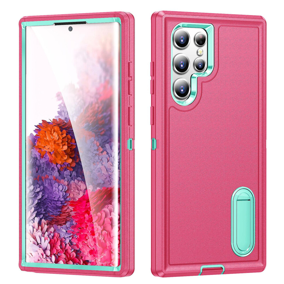 Shockproof Protective Samsung Galaxy S22 Ultra With Stand:- Pink/Blue 3654584404029