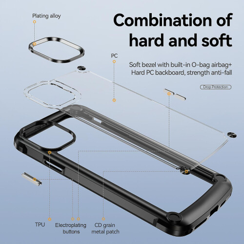 Simple Phone Case compatible iPhone11 Pro Max with Wireless Charging:Black