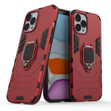 Shockproof Magnetic With Ring Stand Cover Case compatible iPhone12 Pro:Red