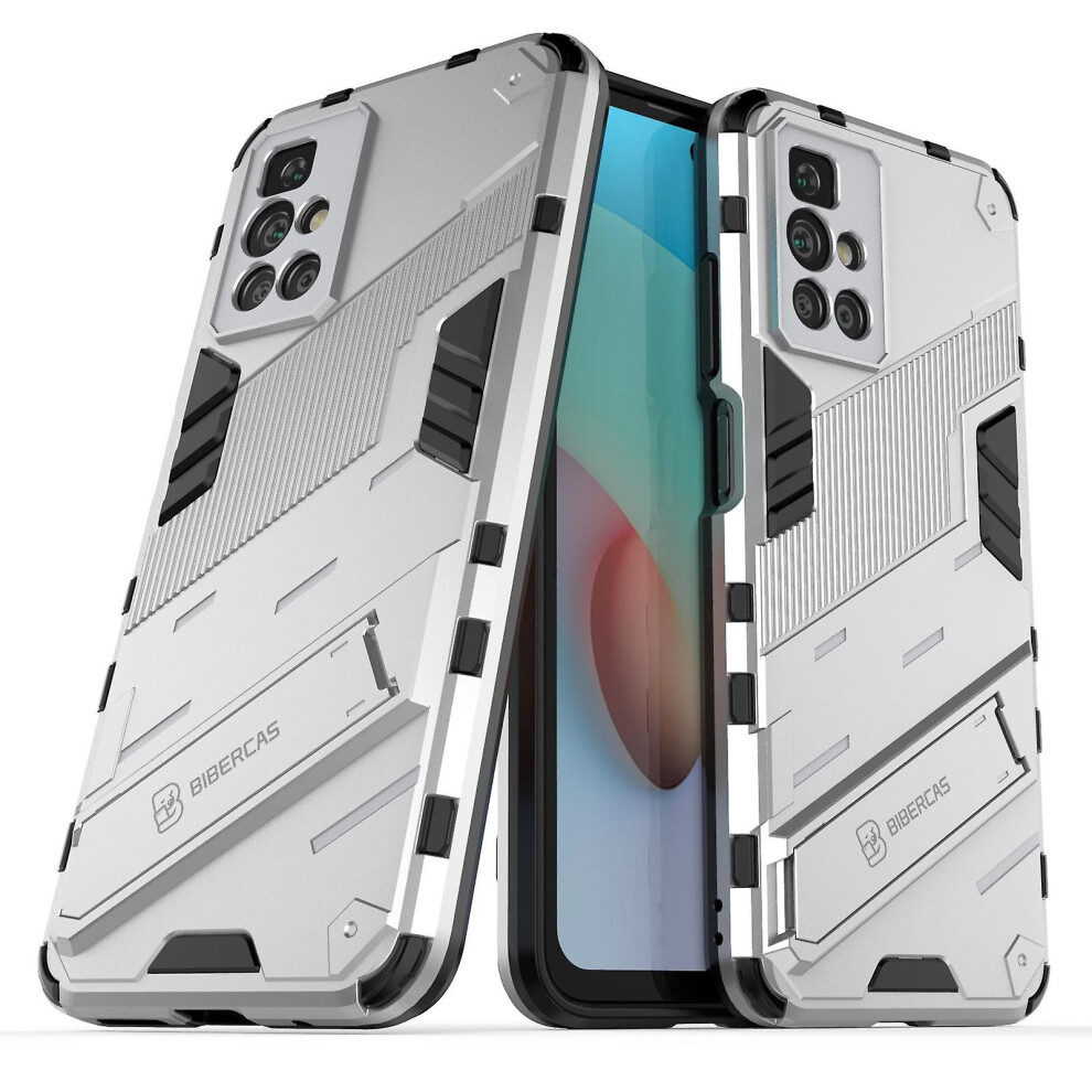 Slim Case Compatible Redmi 10 Shockproof Dual-Layer Stand Cover: White 4313913177926