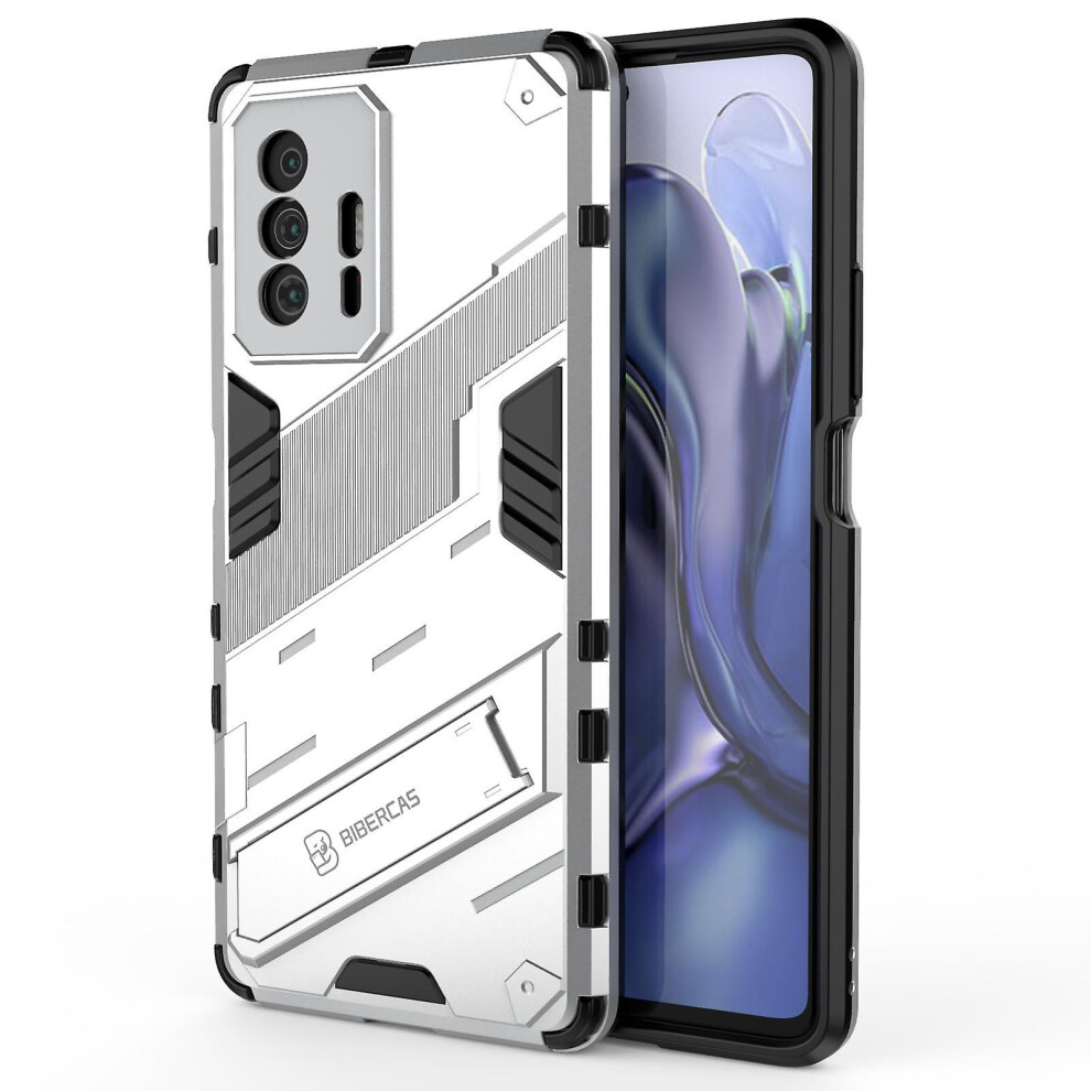 Slim Case Compatible Mi 11T Shockproof Dual-Layer Stand Cover: White 5006655265455
