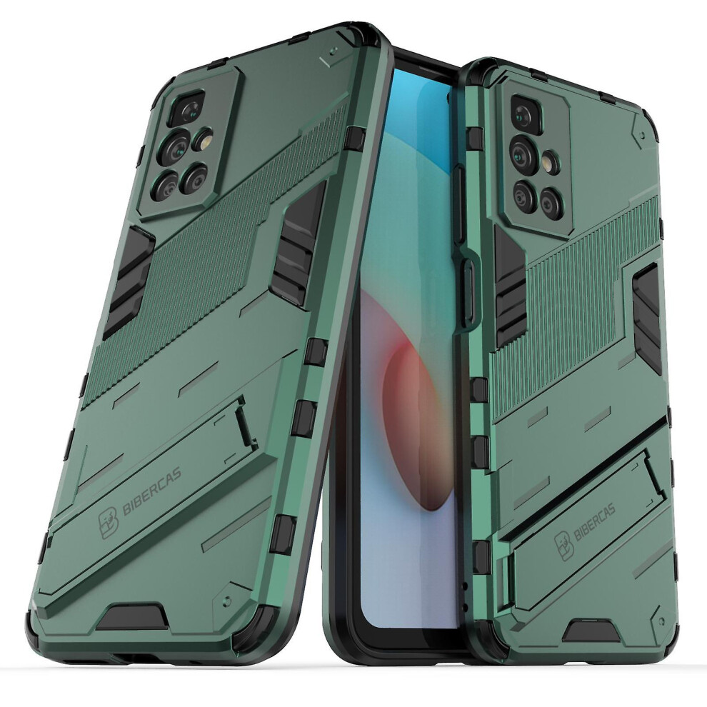Slim Case Compatible Redmi 10 Shockproof Dual-Layer Stand Cover: Green 4313913177872