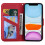 compatible iPhone11 Case Leather Wallet Flip Phone Case:iPhone 14 Pro Max-Red 4