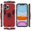 Shockproof Magnetic With Ring Stand Cover Case compatible iPhone12 Pro:Red 4