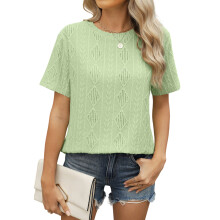 Women's casual round neck short-sleeved shirt,-Green XL