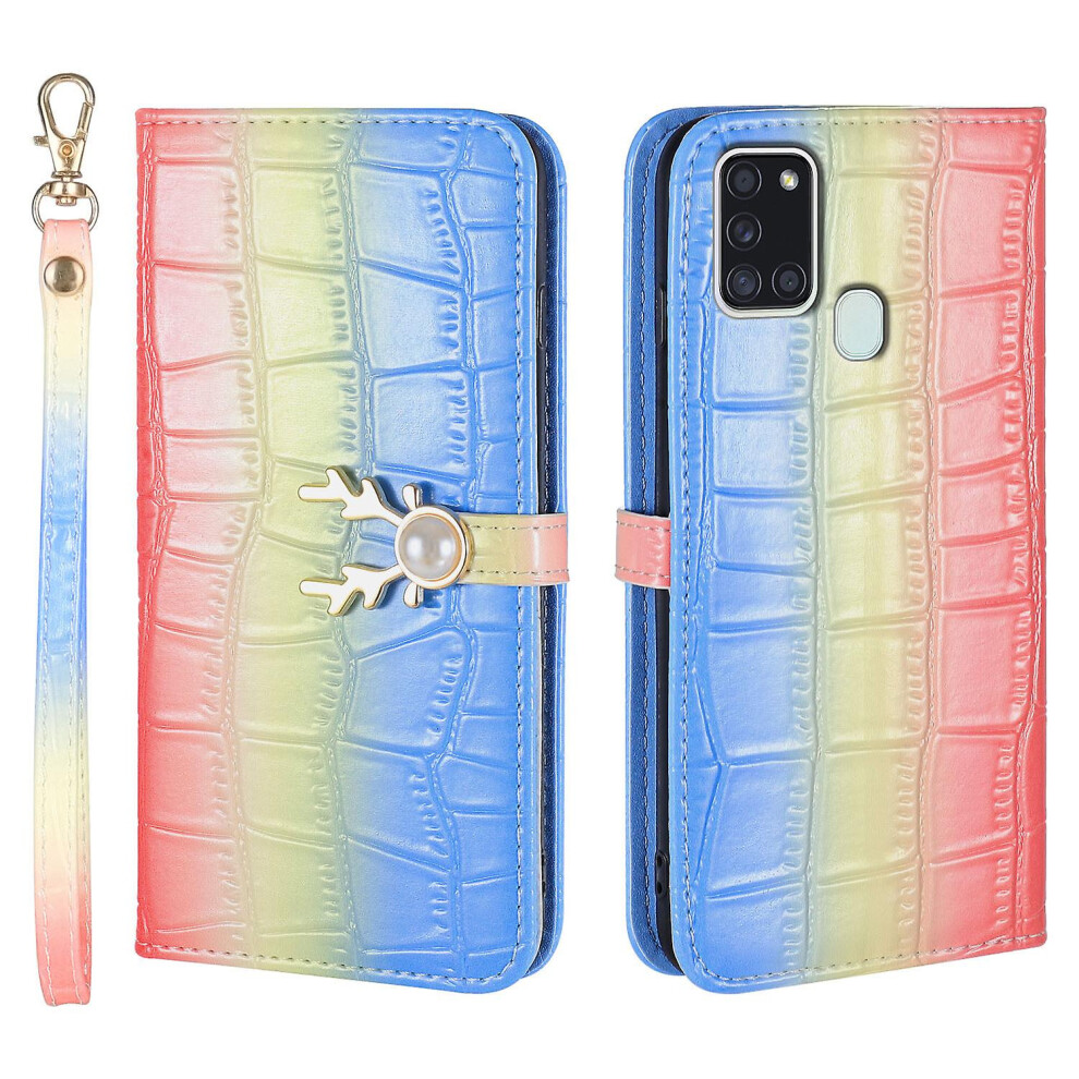 Compatible Samsung Galaxy A21s Phone Case With Strap:gradient Blue 8184164357834