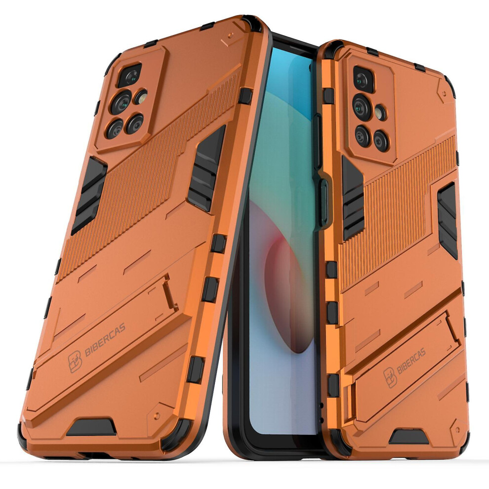 Slim Case Compatible Redmi 10 Shockproof Dual-Layer Stand Cover: Orange 4313913177896