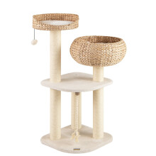 Árbol para gatos con postes de sisal y cesta, 104 cm, beige