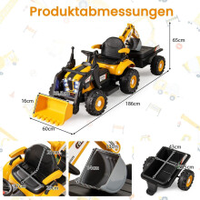 Elektrisk sittetraktor med tilhenger og fjernkontroll, 12V