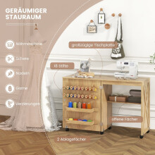 Mesa de costura y manualidades plegable con estantes de almacenamiento