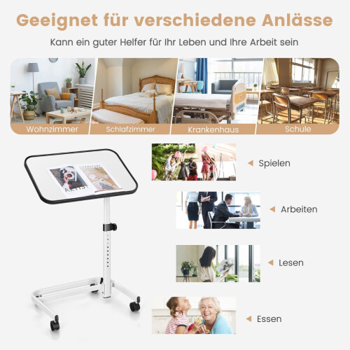 Justerbart sengebord med vippeplade, 73-93 cm 2