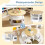 Children's Round Table Set with 4 Storage Stools, Wood 5