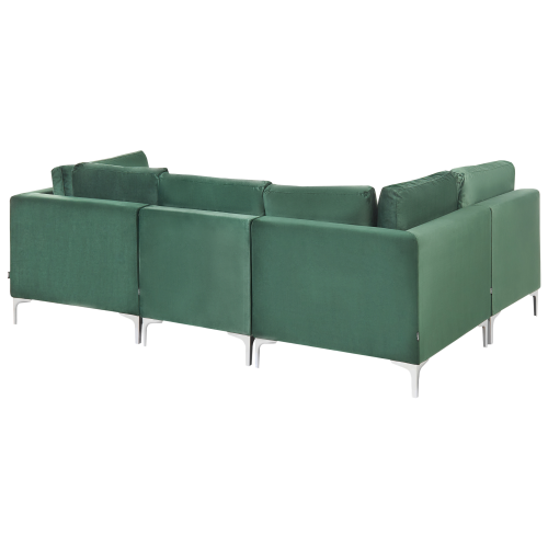 Beliani Modular Corner Sofa 4 Seater EVJA Velvet Green Left Hand 2
