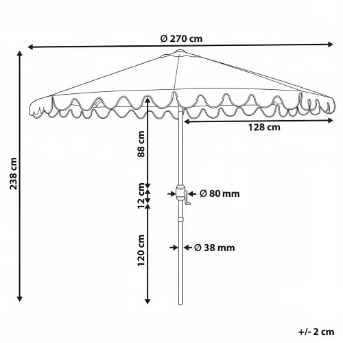 Beliani Market Parasol 270 cm ISOLOTTO Beige 2