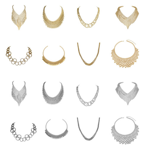 Handcrafted Geometric Design Necklace Featuring-Gold X703 1