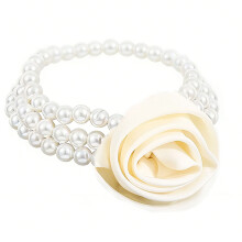 Collier Chic Vintage en résine Rose avec perles, chaîne de-Blanc
