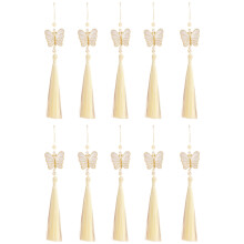 Sturdy Icy Polyester 26cm Butterfly Fringe Tassels- White.