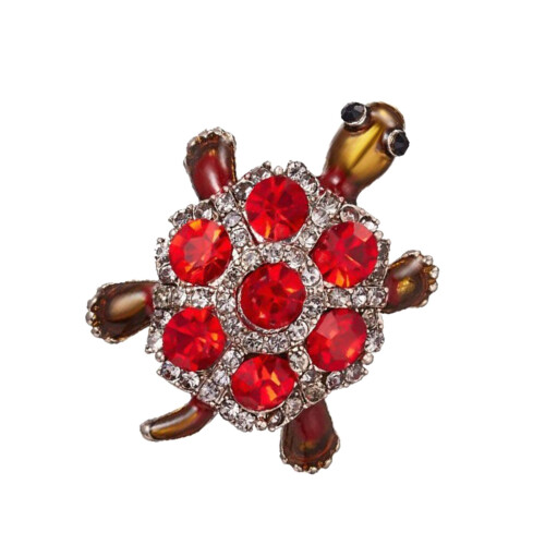 Wunderschöne Schildkröten-Brosche mit mehrfarbigem Strass-Design