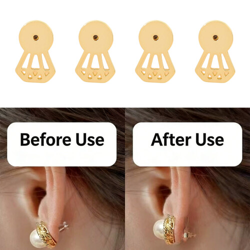 Lot de 4 fermoirs de boucles d'oreilles sécurisés, clous en-Or 2