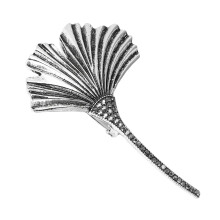 Fashion Brooch Beautiful Leaf Shaped Pattern Corsage-Silver