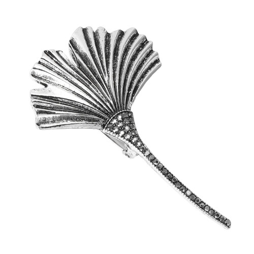 Fashion Brooch Beautiful Leaf Shaped Pattern Corsage-Silver