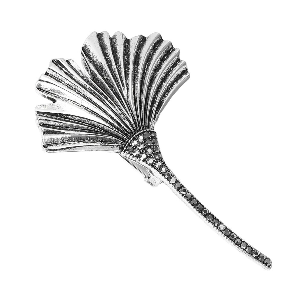 Fashion Brooch Beautiful Leaf Shaped Pattern Corsage-Silver