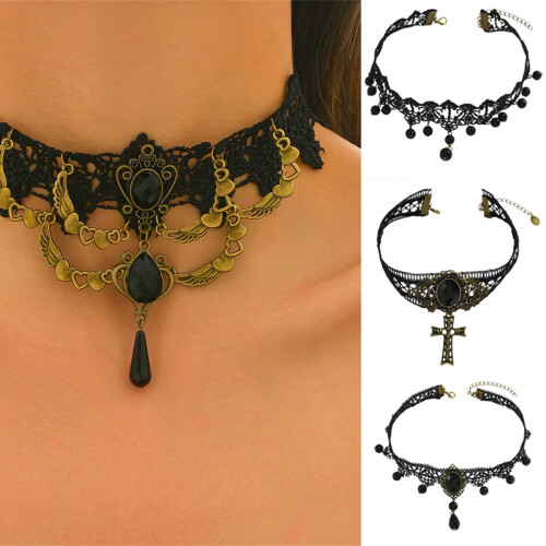 Collier gothique sophistiqué en dentelle noire avec-Article 6 2