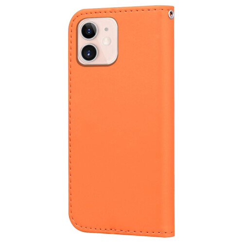 compatible iPhone12 Mini Case Leather Wallet Flip Phone Case:Orange 2