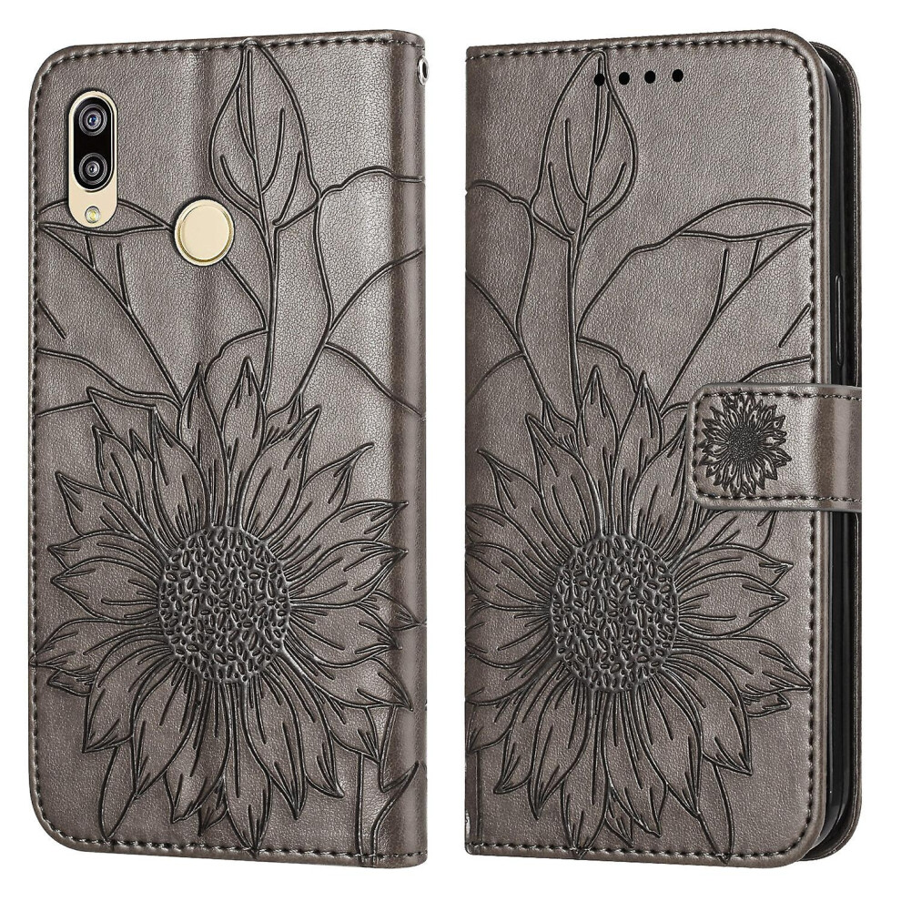 Compatible Huawei P20 Lite Wallet Case,3 Credit Card Slot Id Card Holder,Pu Leather Flip Case: Gray 3403292163793