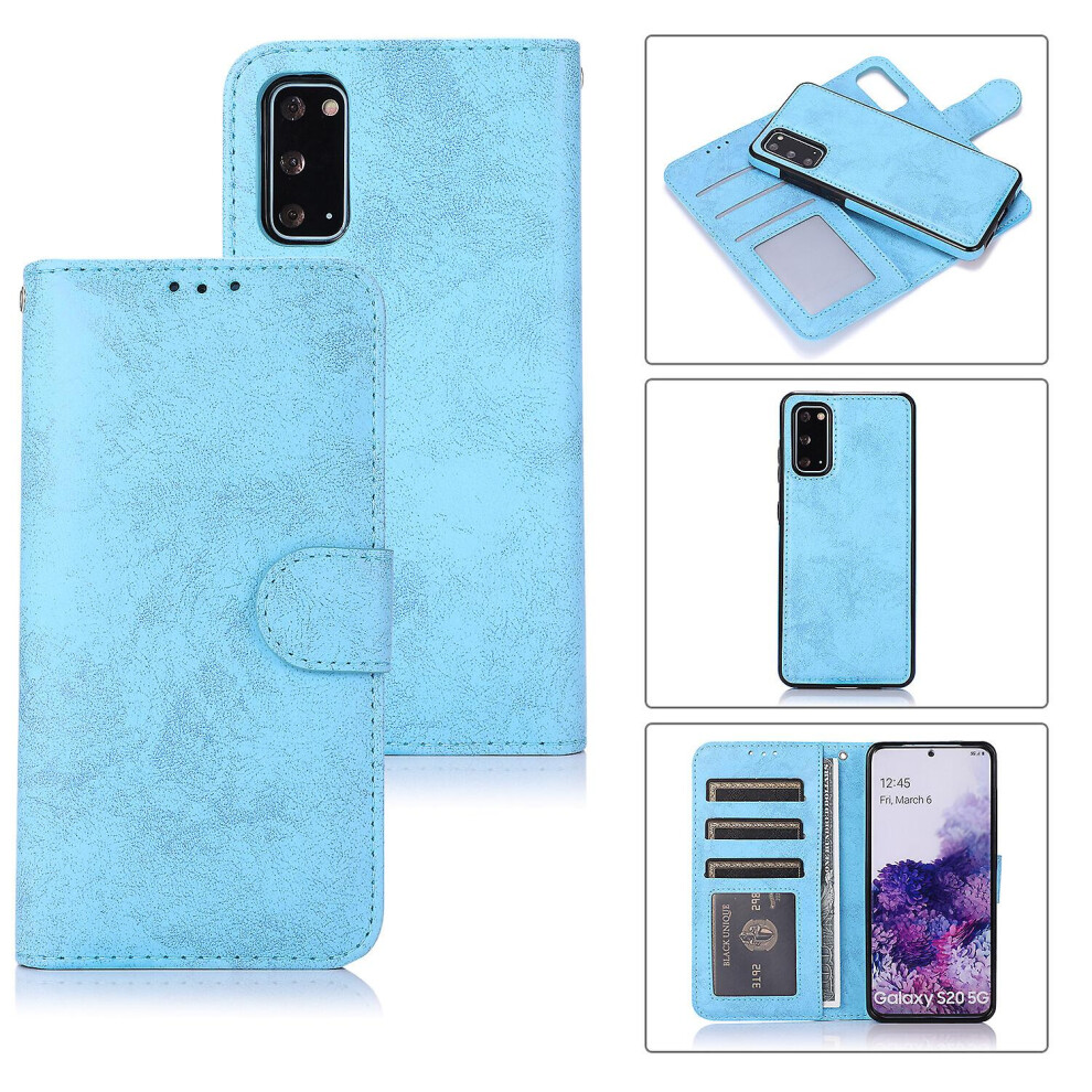 Samsung S20 Case, Card Slots Retro Leather Wallet Shockproof Flip Cover Magnetic Closure Bookstyle Stand Case:light Blue 4313913178015