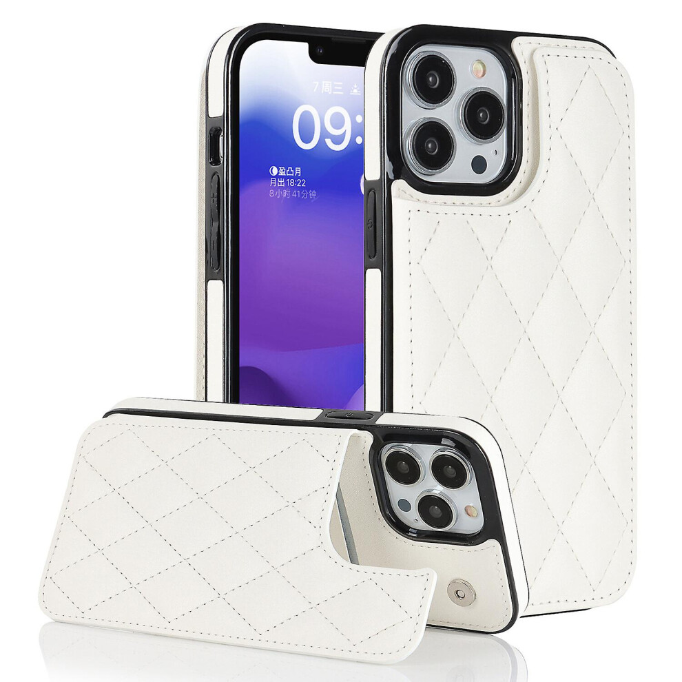 Iphone 13 Pro Case, Pu Leather Flip Cover Magnetic Closure Wallet Card Slots Stand Case: White 3214052383333