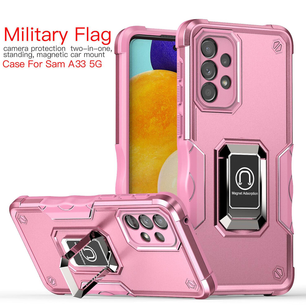 Case Compatible Samsung A33 5G Shockproof Magnetic With Ring Holder: Pink 3468205150864
