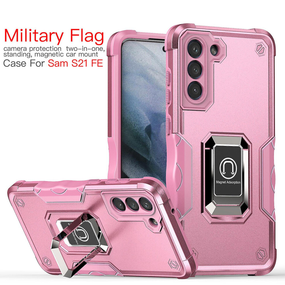 Case Compatible Samsung S21 Fe 2021 Shockproof Magnetic With Ring Holder: Pink 4357389159154